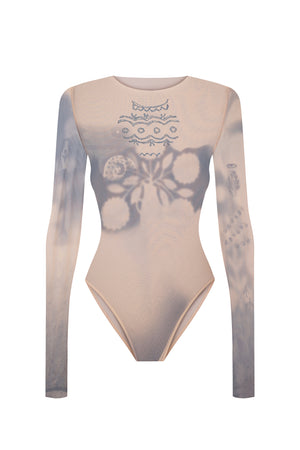 Mesh Bodysuit "SPRING FLOWERS"